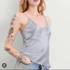 Express Silver Satin Downtown Cami Blouse